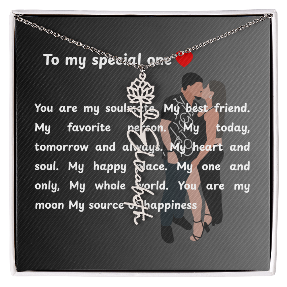 Personalized To My Special One Flower Name Necklace