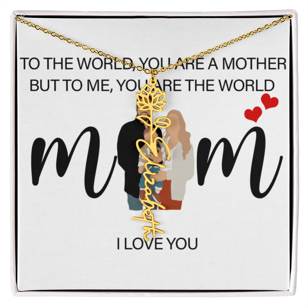 Personalized Mom Flower Name Necklace