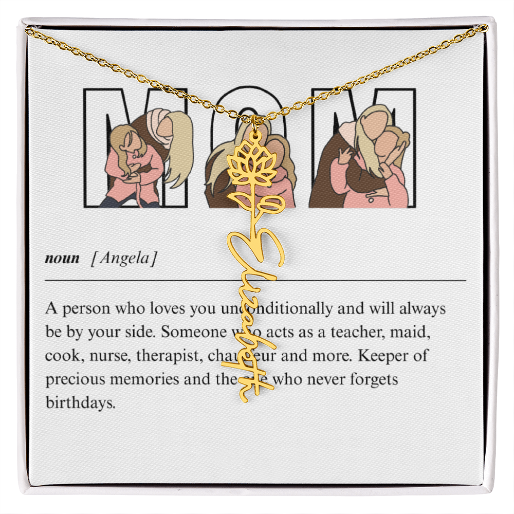 Personalized Mom Flower Name Necklace