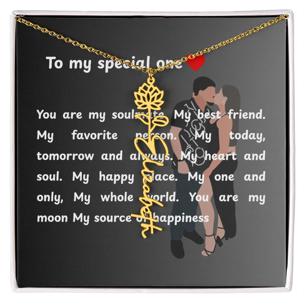 Personalized To My Special One Flower Name Necklace