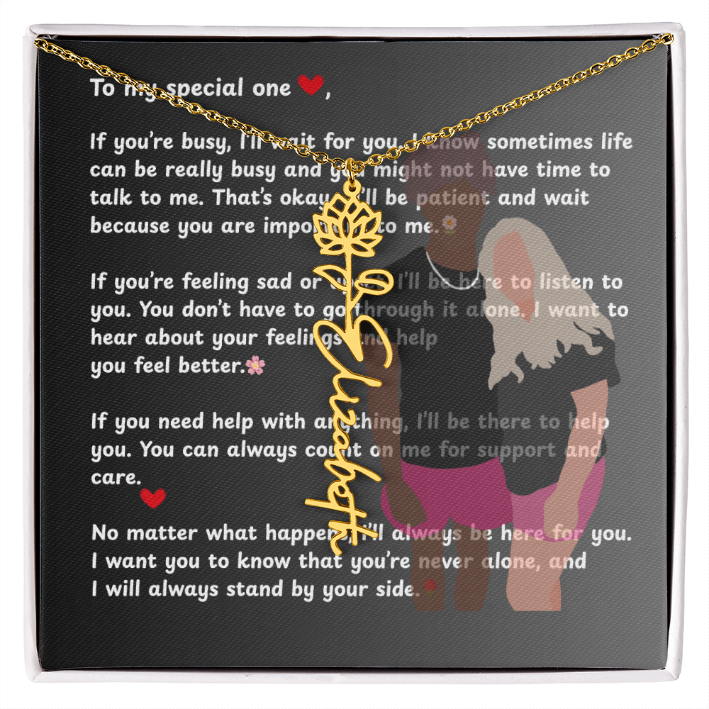 Personalized To My Special One Flower Name Necklace