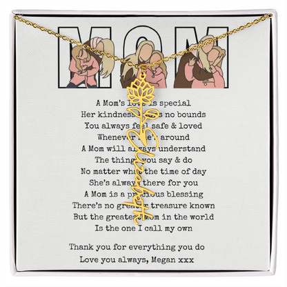 Personalized Mom Flower Name Necklace