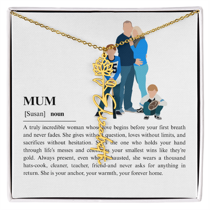 Personalized Mum Flower Name Necklace