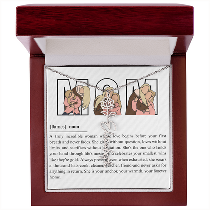 Personalized Mom Flower Name Necklace