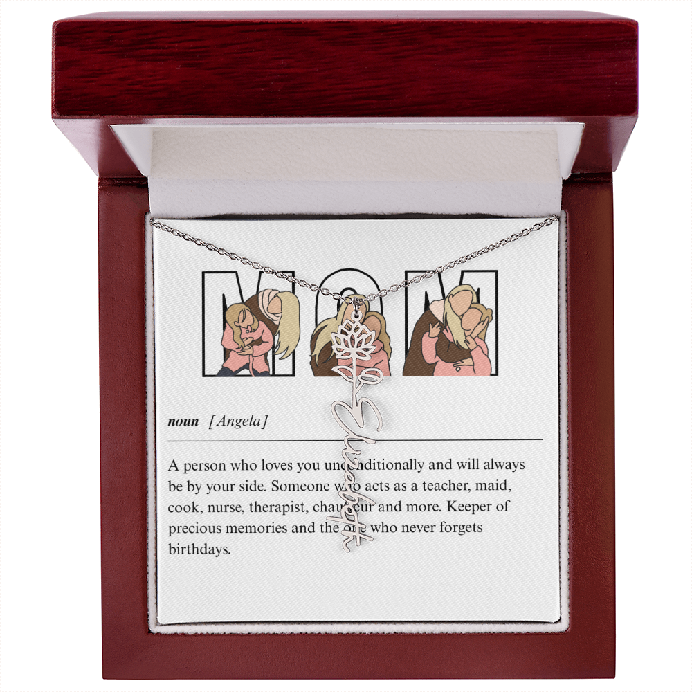 Personalized Mom Flower Name Necklace