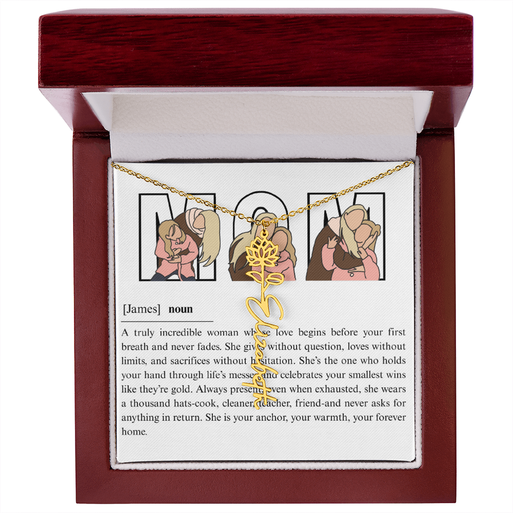 Personalized Mom Flower Name Necklace