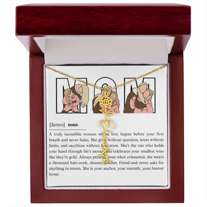 Personalized Mom Flower Name Necklace