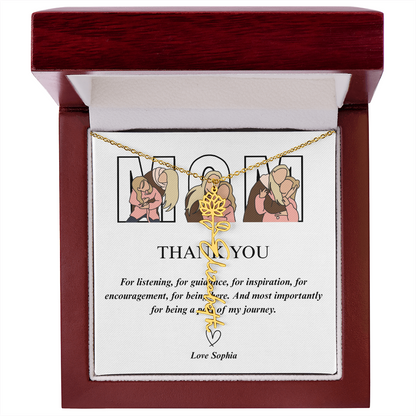 Personalized Mom Thank You Flower Name Necklace