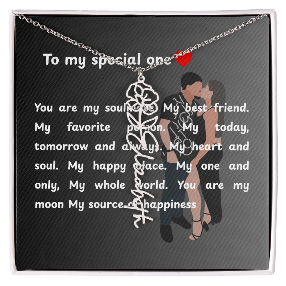 Personalized To My Special One Flower Name Necklace
