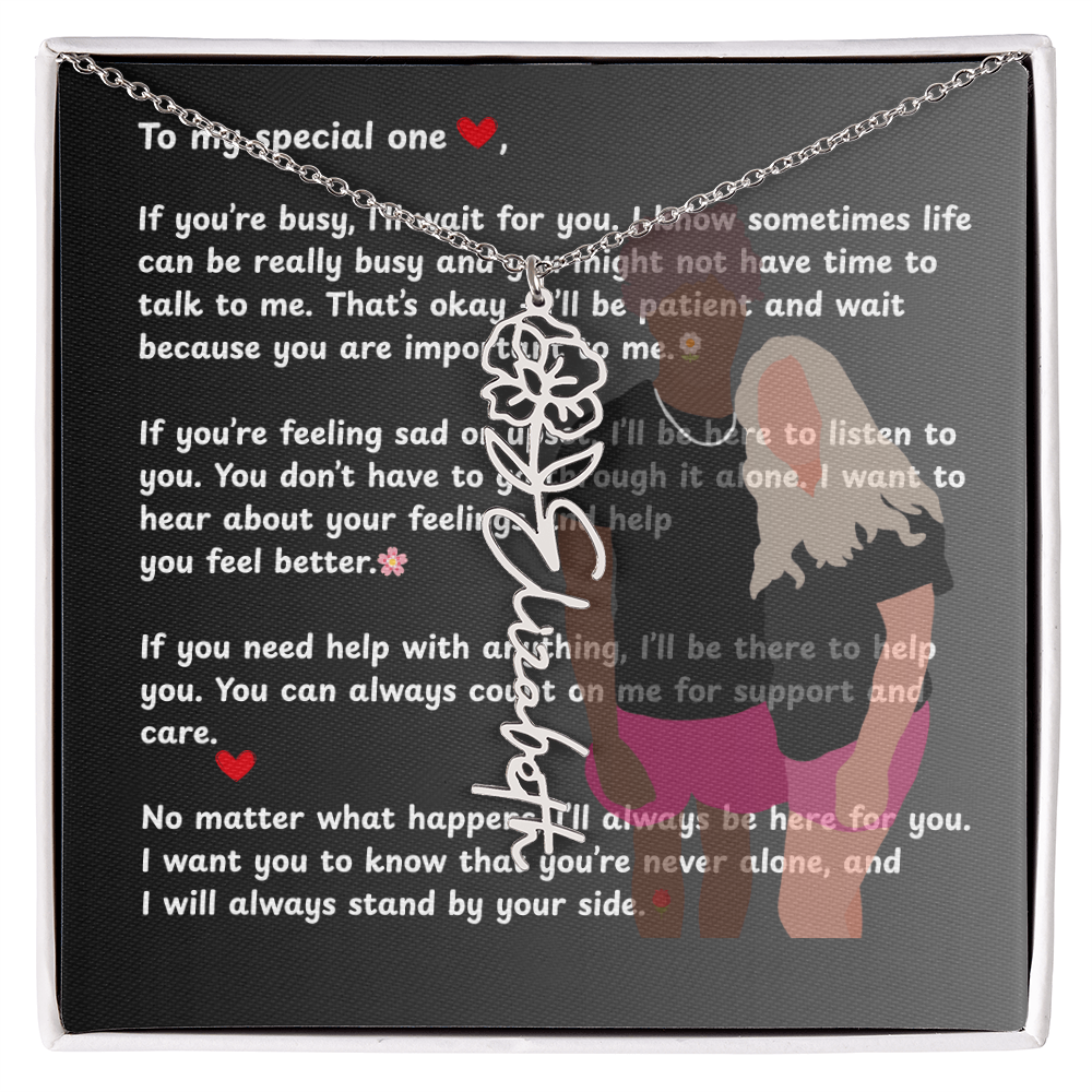 Personalized To My Special One Flower Name Necklace