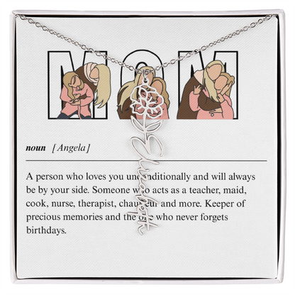 Personalized Mom Flower Name Necklace