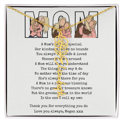 Personalized Mom Flower Name Necklace