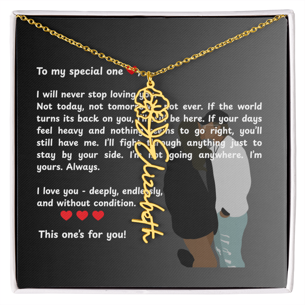 Personalized This One's For You Flower Name Necklace
