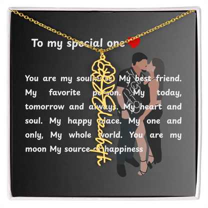 Personalized To My Special One Flower Name Necklace