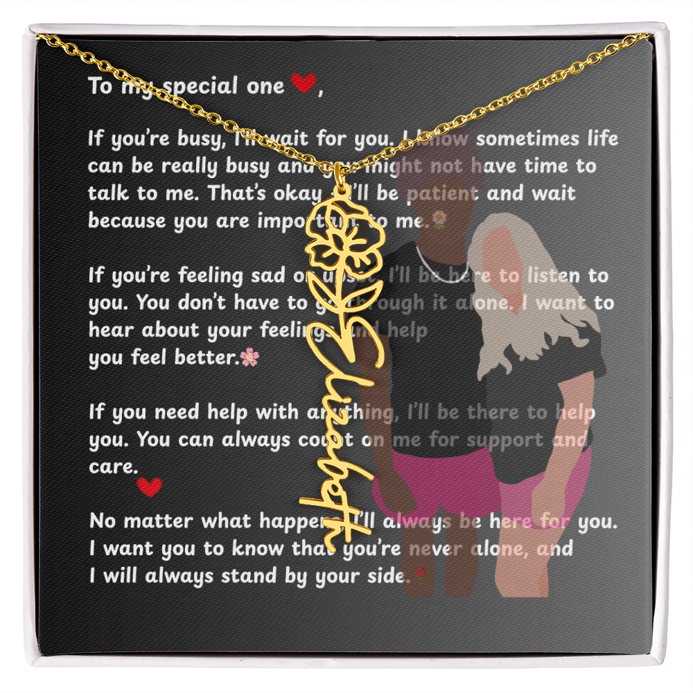 Personalized To My Special One Flower Name Necklace