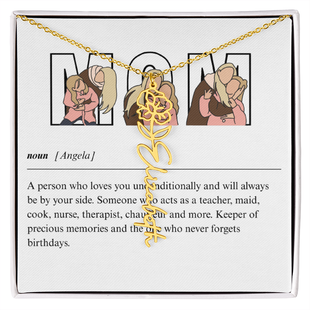Personalized Mom Flower Name Necklace