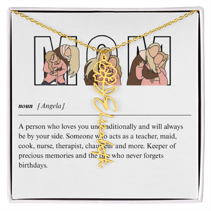Personalized Mom Flower Name Necklace