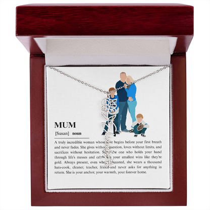 Personalized Mum Flower Name Necklace