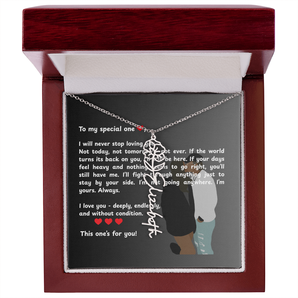 Personalized This One's For You Flower Name Necklace