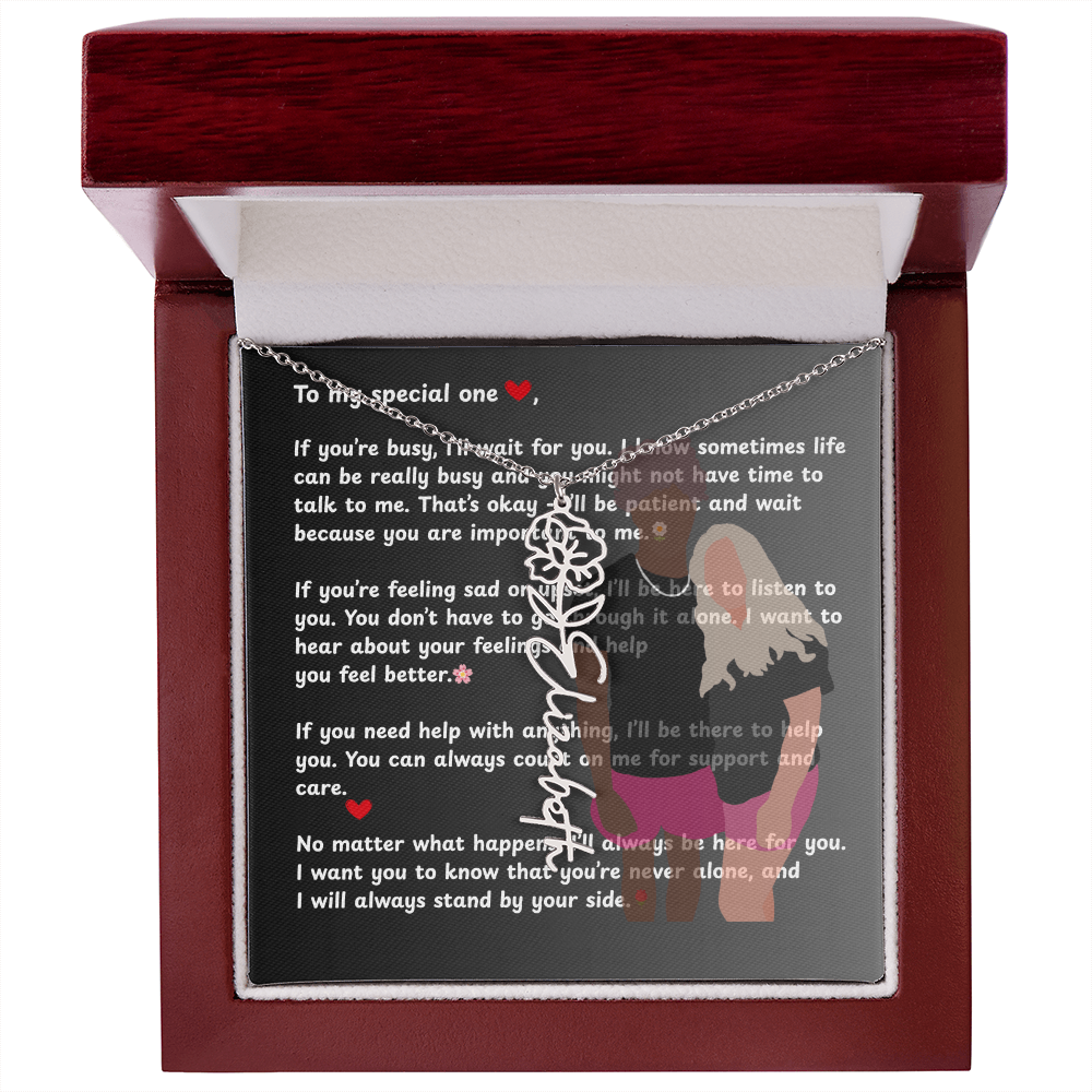 Personalized To My Special One Flower Name Necklace