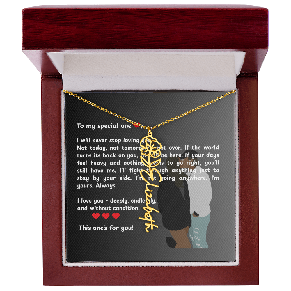 Personalized This One's For You Flower Name Necklace
