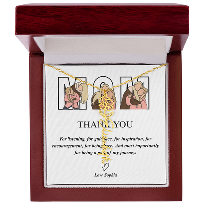 Personalized Mom Thank You Flower Name Necklace