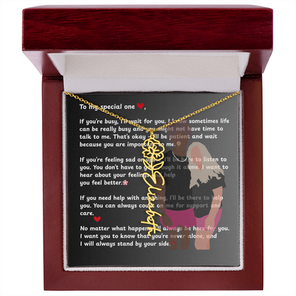 Personalized To My Special One Flower Name Necklace