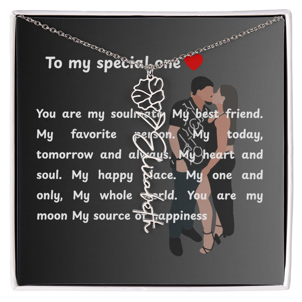 Personalized To My Special One Flower Name Necklace