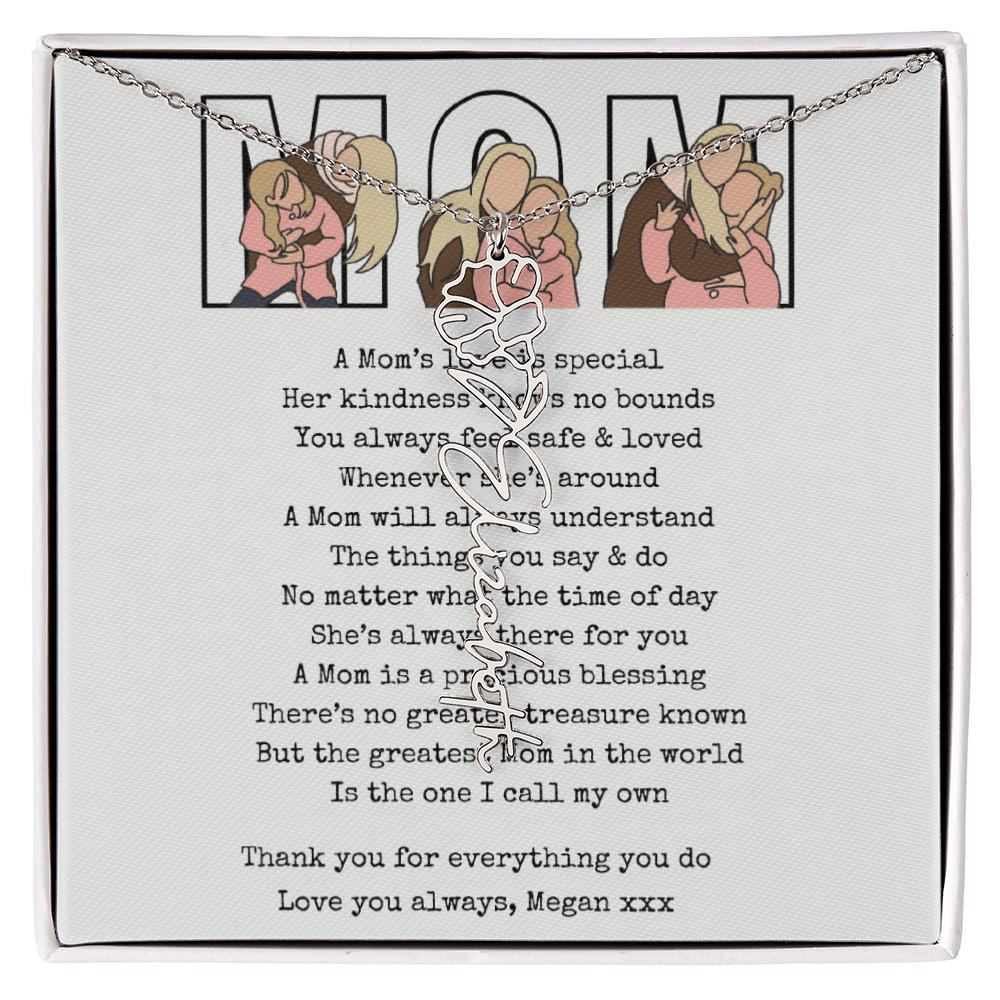 Personalized Mom Flower Name Necklace