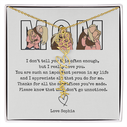 Personalized Mom Flower Name Necklace