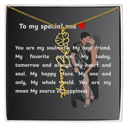 Personalized To My Special One Flower Name Necklace