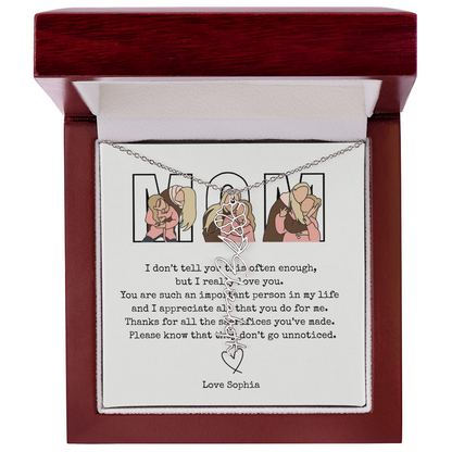 Personalized Mom Flower Name Necklace