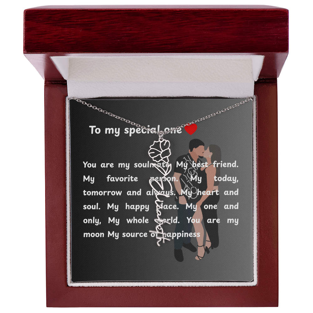 Personalized To My Special One Flower Name Necklace
