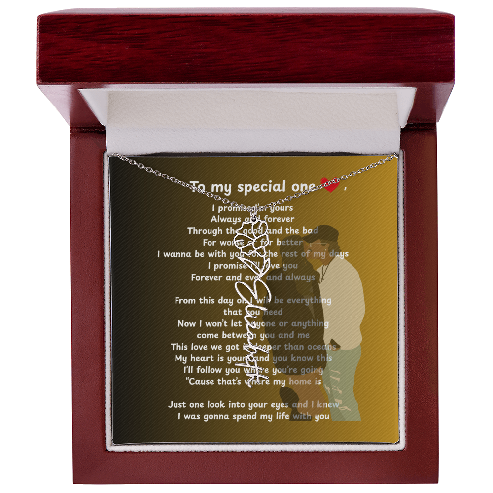 Personalized To My Special One Flower Name Necklace