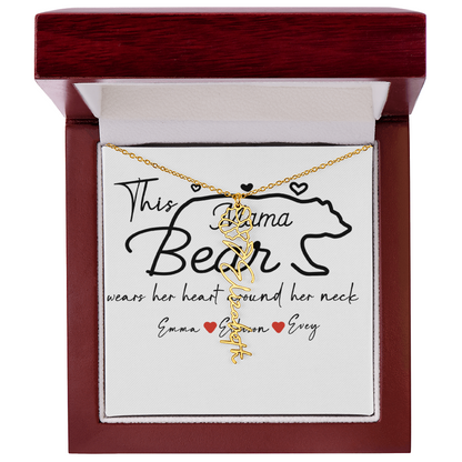 Personalized Mama Bear Flower Name Necklace