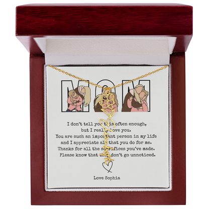 Personalized Mom Flower Name Necklace