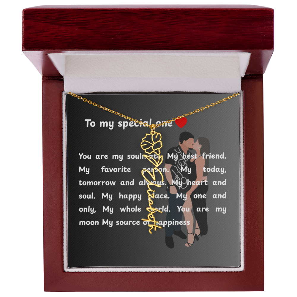 Personalized To My Special One Flower Name Necklace