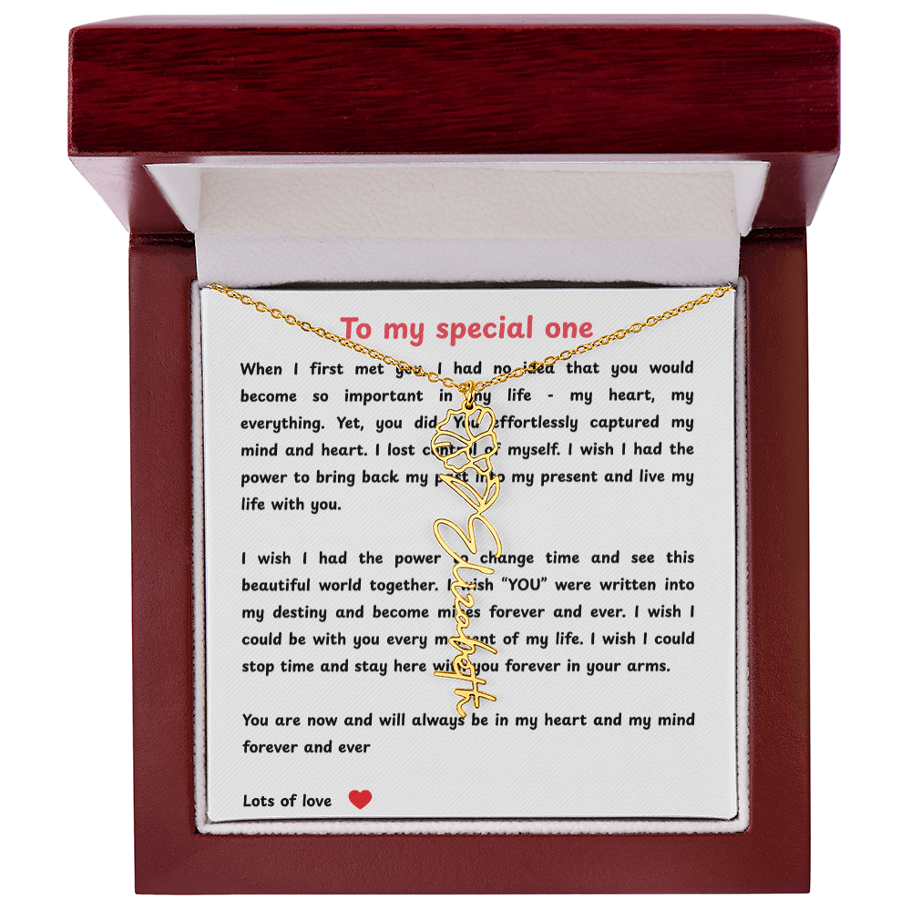 Personalized To My Special One Flower Name Necklace