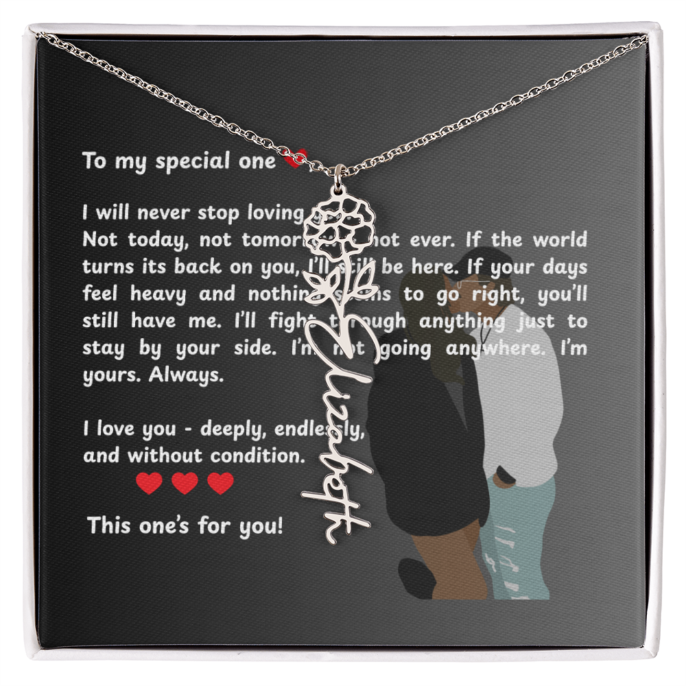 Personalized This One's For You Flower Name Necklace