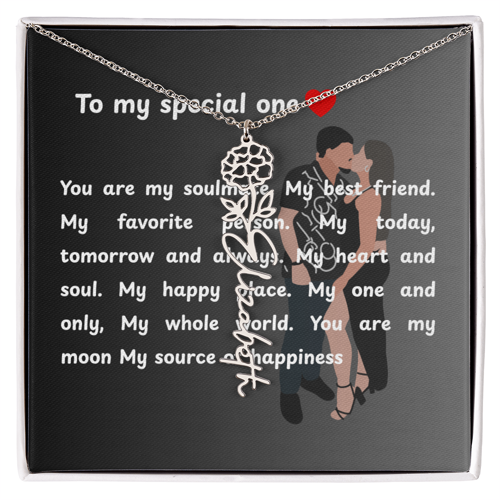 Personalized To My Special One Flower Name Necklace