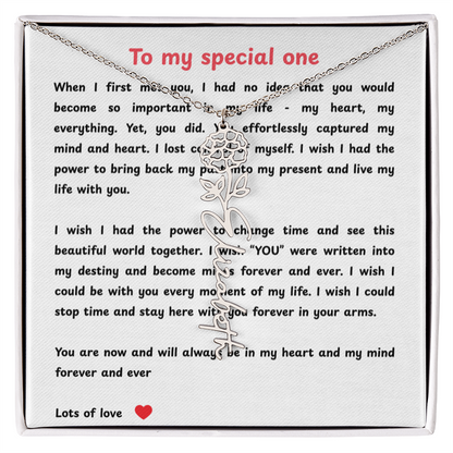 Personalized To My Special One Flower Name Necklace