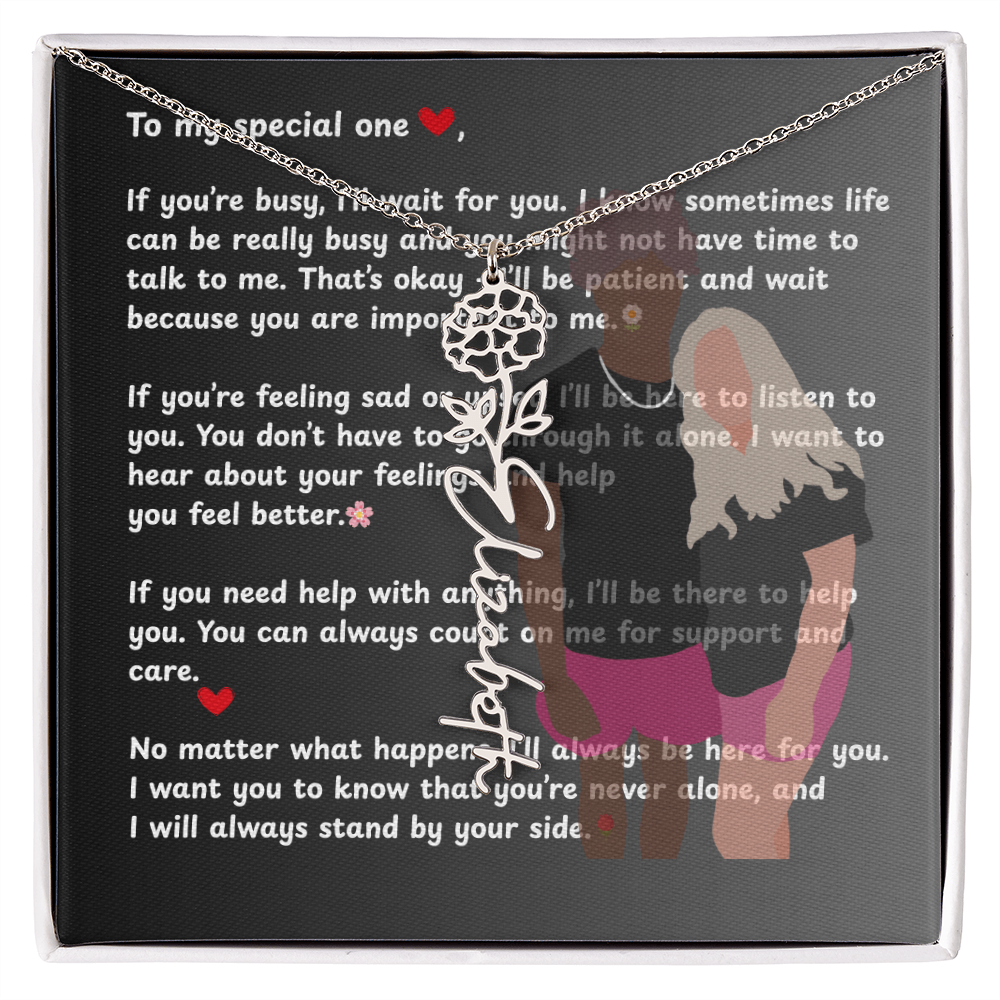 Personalized To My Special One Flower Name Necklace