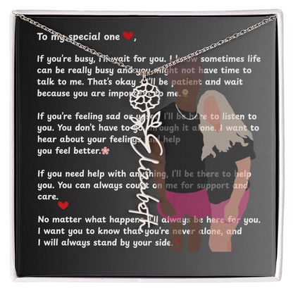 Personalized To My Special One Flower Name Necklace