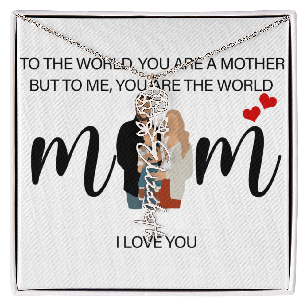 Personalized Mom Flower Name Necklace