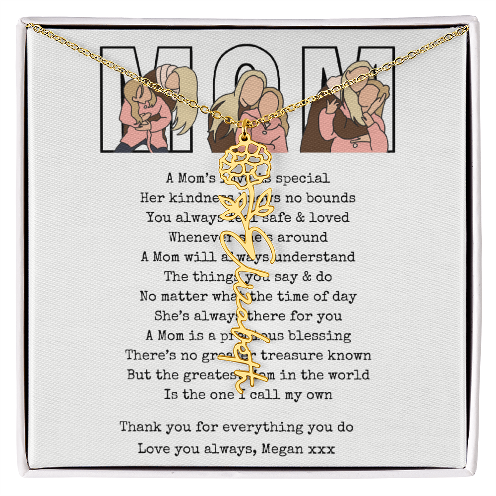 Personalized Mom Flower Name Necklace