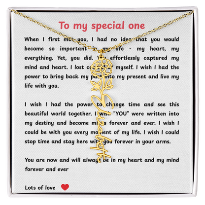 Personalized To My Special One Flower Name Necklace