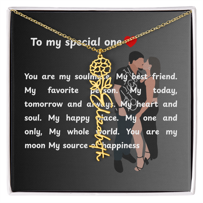 Personalized To My Special One Flower Name Necklace