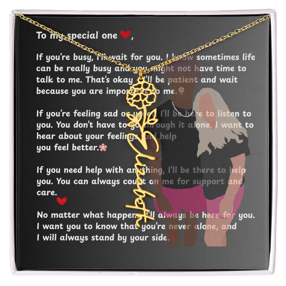 Personalized To My Special One Flower Name Necklace