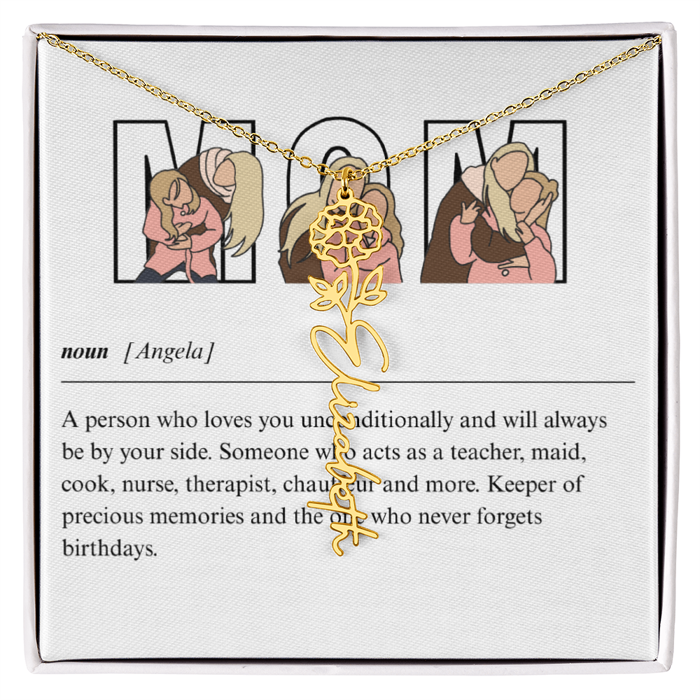 Personalized Mom Flower Name Necklace