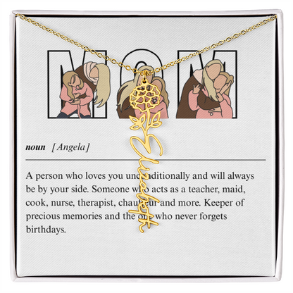 Personalized Mom Flower Name Necklace